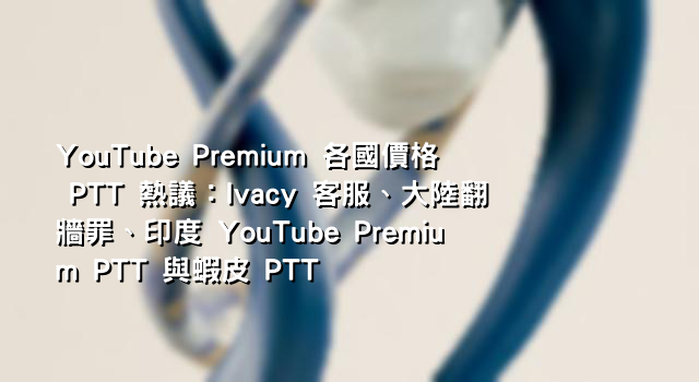YouTube Premium 各國價格 PTT 熱議：Ivacy 客服、大陸翻牆罪、印度 YouTube Premium PTT 與蝦皮 PTT