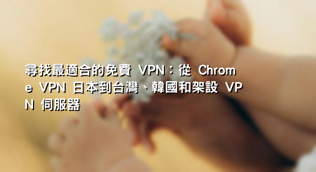 尋找最適合的免費 VPN：從 Chrome VPN 日本到台灣、韓國和架設 VPN 伺服器